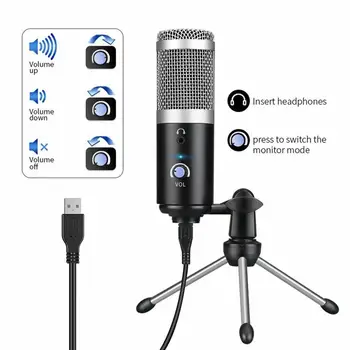 

Professional Microphone Condenser for Computer PC USB Plug +Tripod Stand YouTube Broadcasting Recording Microfone Karaoke Mic