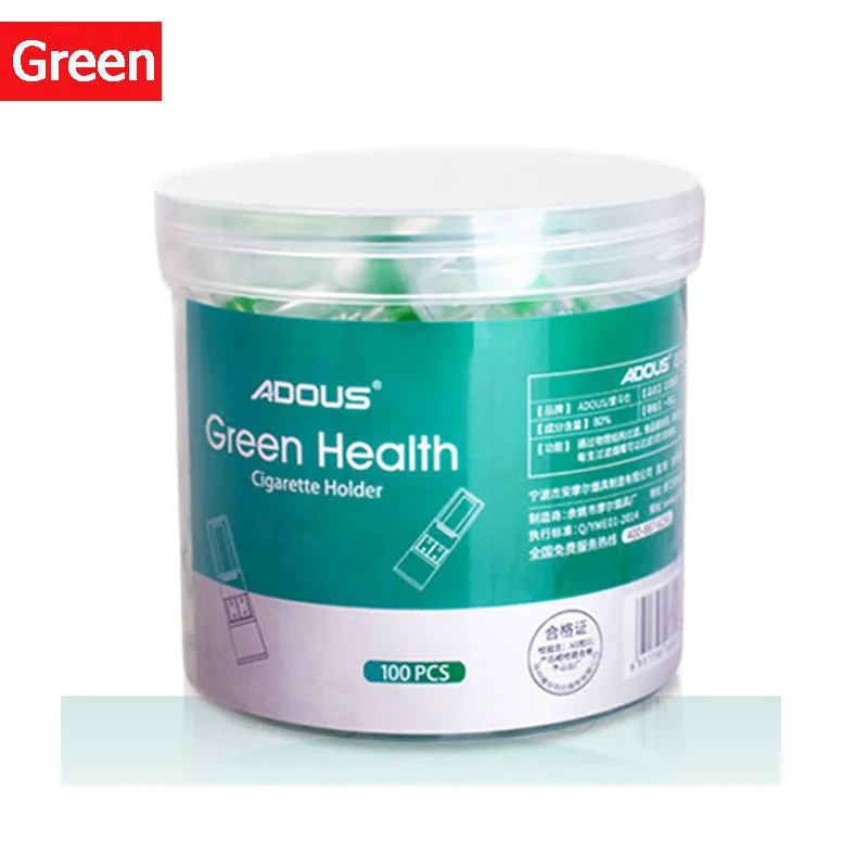 Green Набор из 100 предметов, одноразовый фильтр для курения табачных сигарет, держатель фильтра, контейнер для очистки, аксессуары для курения - Цвет: Green