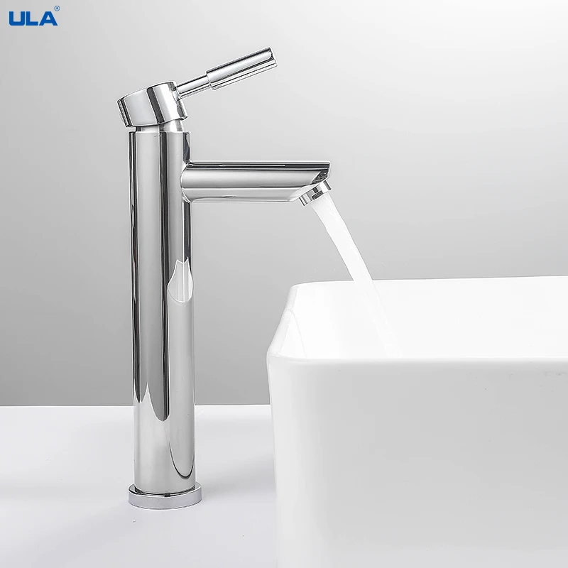 

ULA Chrome Basin Sink Faucet Bathroom Deck Mounted Hot Cold Water Basin Mixer Taps Single Handle Sink Tap Crane