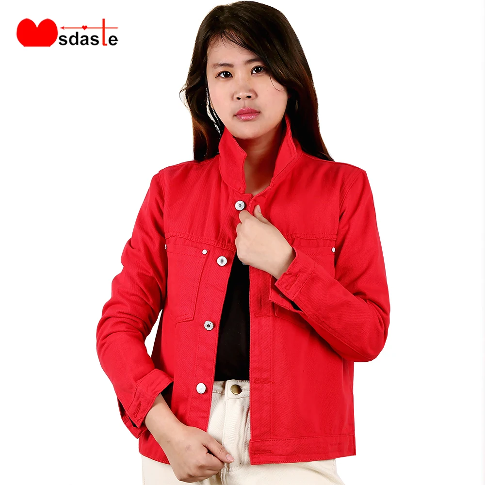 

Jeans Jacket Women 2019 spring new turn-down neck candy color S~XXL long sleeve loose lady coats casual woman denim jackets