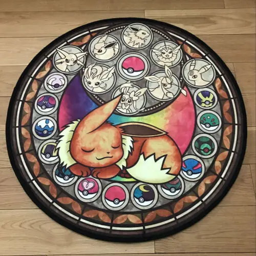 

Pokemon Go Eevee Circle Anime Velboa Floor Rug Carpet Room Doormat Non-slip Mat