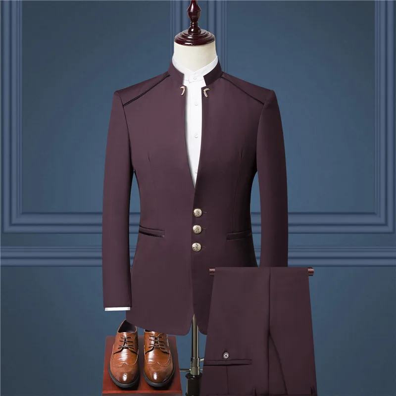 Мужской костюм, костюм из трех предметов(костюм+ брюки+ жилет), мужская одежда в британском стиле с воротничком, мужские высококачественные деловые костюмы на заказ