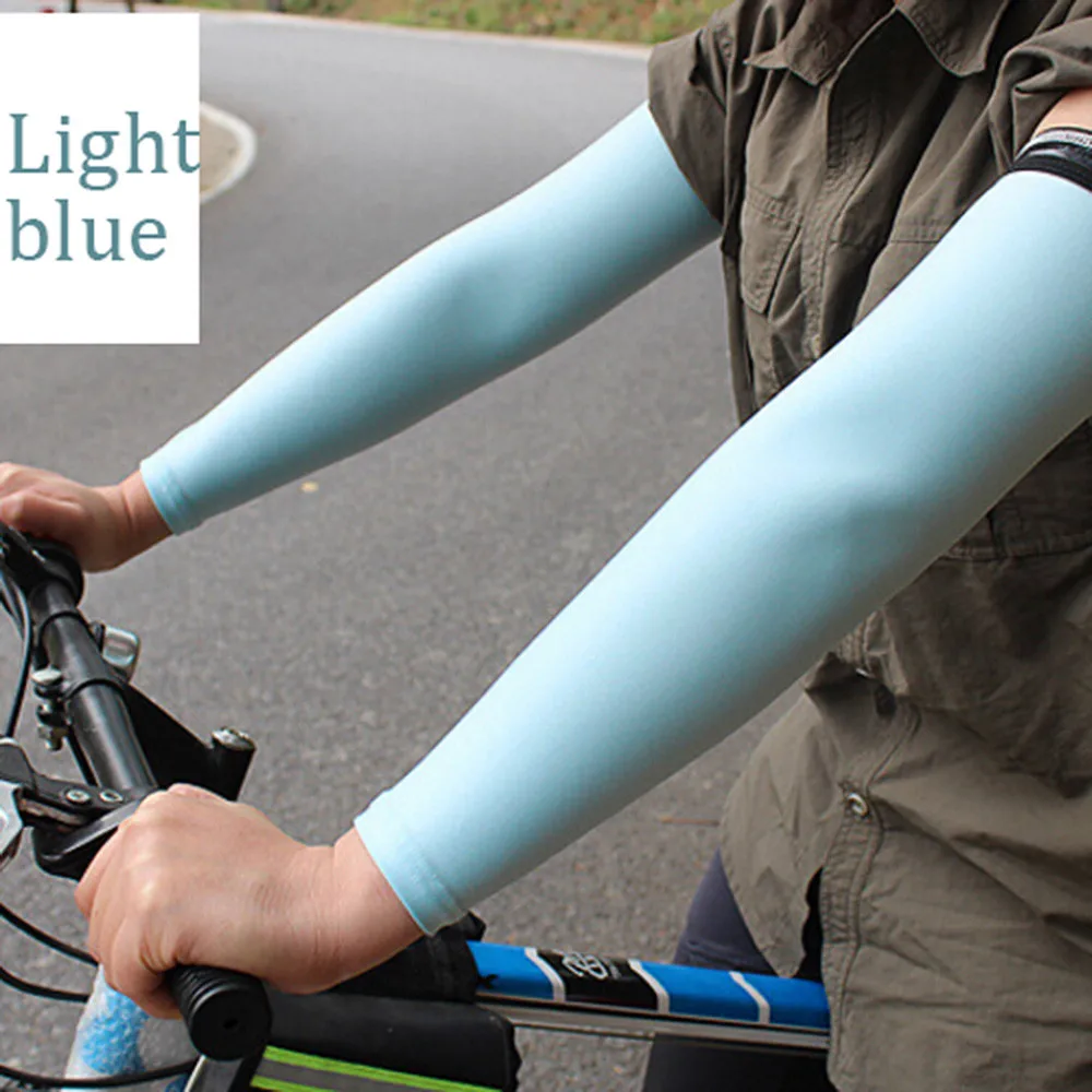 Light Blue L2 Силиконовое противоскользящее покрытие Ice Silk солнцезащитные, для езды с длинным рукавом от солнца для игры в гольф охлаждения перчатки - Цвет: Light Blue L2