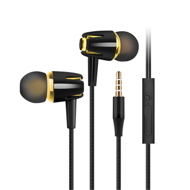Black Golden 3,5 мм проводные наушники-вкладыши Спортивная гарнитура E18 с микрофоном Регулятор громкости мини наушники для iPhone samsung huawei Xiaomi - Цвет: Black Golden