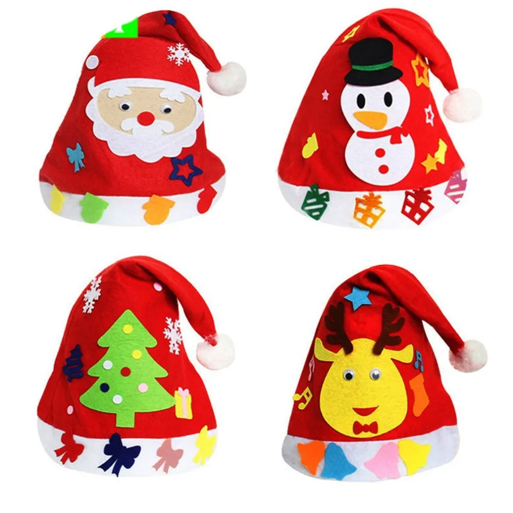 1PCS Children Creative Nonwoven fabric Hats Christmas Gift Creative Decoration Supplies Kids DIY Handmade Crafts Art Toys