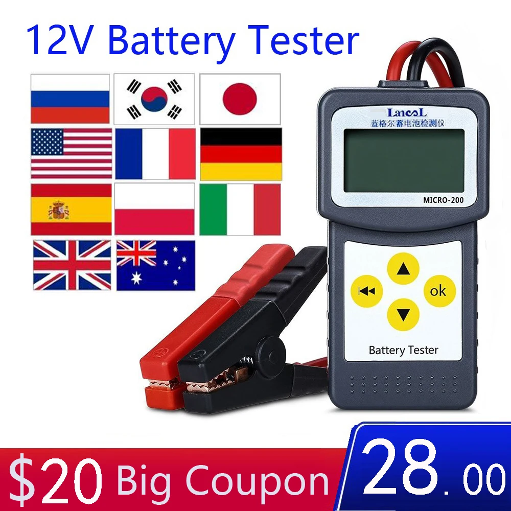 

Original LANCOL Micro-200 Car Battery Tester SAE CCA Digital Battery Analyzer 12V Car Battery Tester