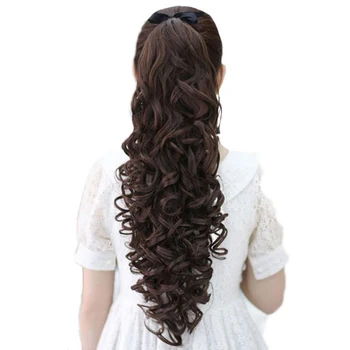 

LIANGMO 24 Inches Curly Synthetic Clip In Ribbon Ponytail Hair Extension Synthetic Hairpiece 130g