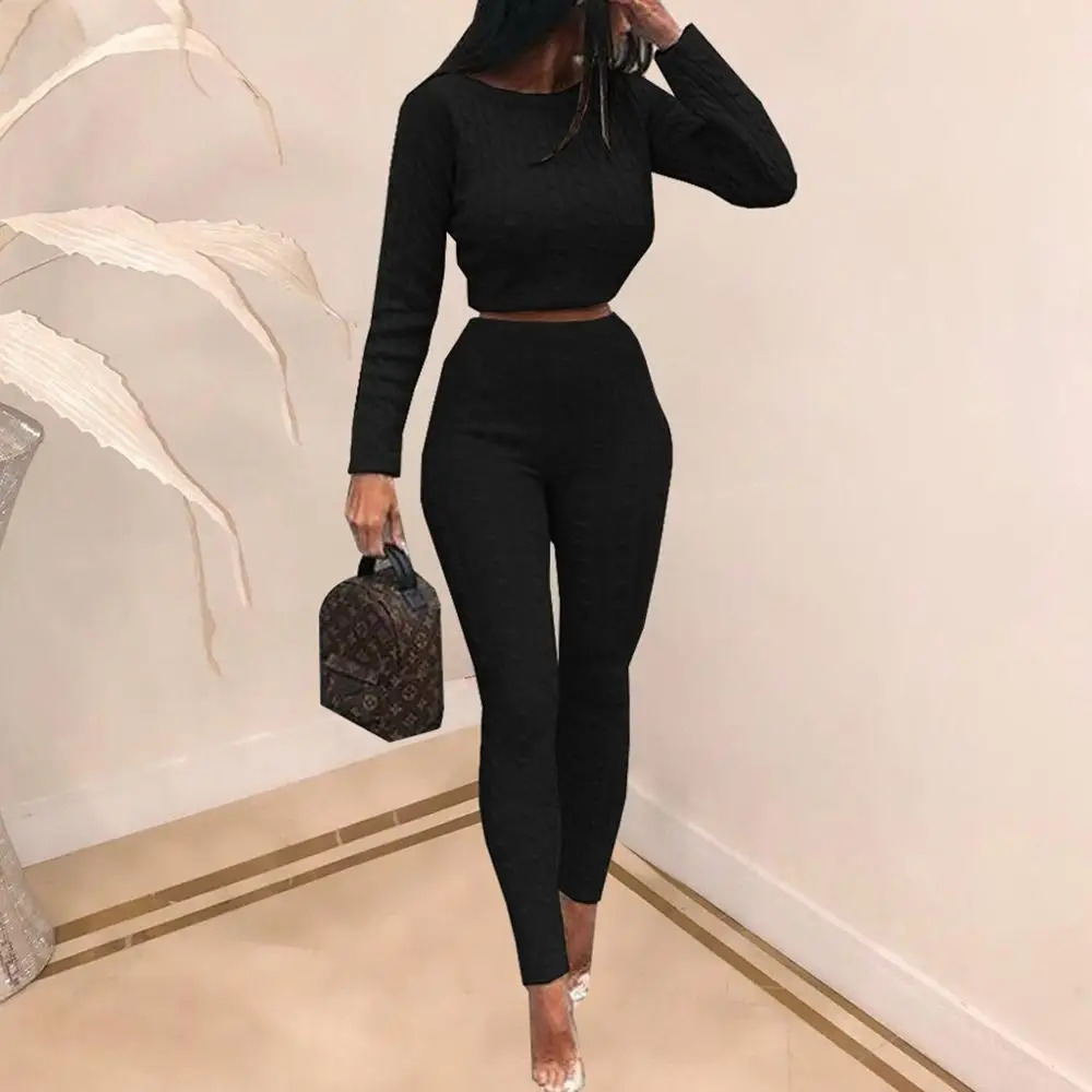 Женский вязаный свитер комплект из 2 предметов укороченный топ с длинными