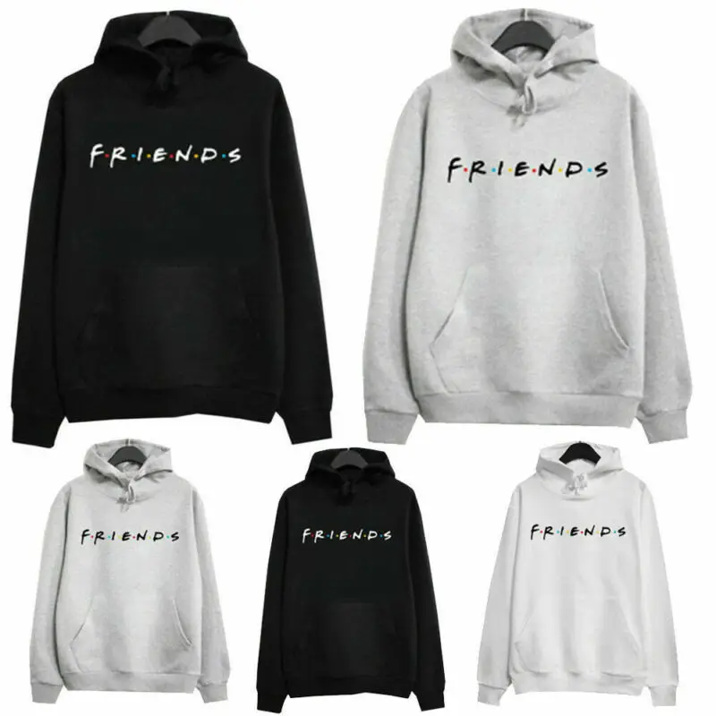 Goocheer Unisex Men Women FRIENDS Letter Print Couple Matching Hoodies Jumper Hooded Sweatshirt Autumn Fashion Sweatshirt