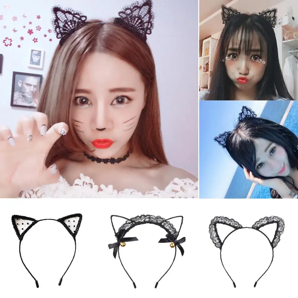 Girls Sexy Lace Ears Of Hair Bands Fashion Solid Hollow Out Accessories Women Lovely Cute Party Prom Hoop |