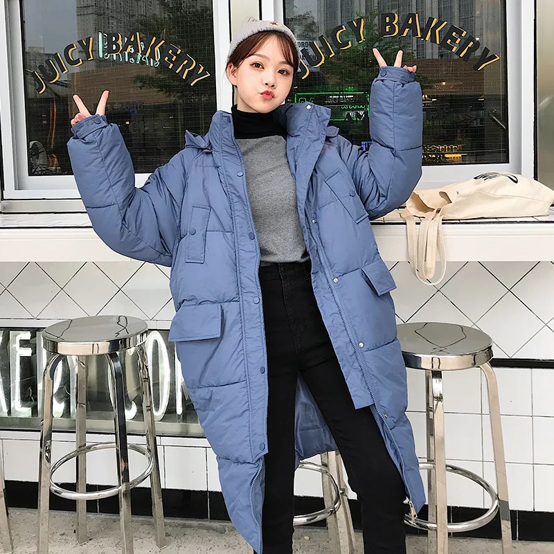 Зимняя женская куртка средней длины длиной до колена Свободная хлопковая одежда