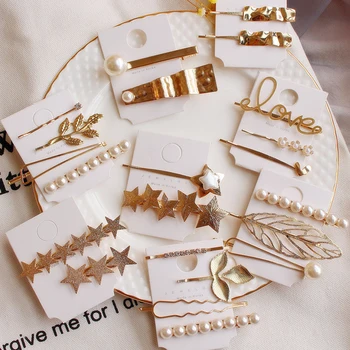 

Geometric irregular metal word hair clip hair pin imitation hair clip hair accessories women