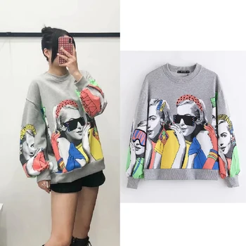 

sweatshirt women clothing cartoon girls printing Top cotton Coat 2019 Autumn winter Jumper pullover streetwear