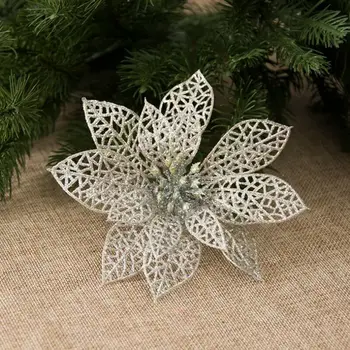 

10pcs Christmas Flowers Glitter Sparkle Decor Hollow Wedding Ornaments Dust Cover Wine Bottle Covers