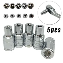 5pc E Star Torx Socket Rail Female Star Parts Plum Socket Accessories Star Torx Female For E4 E5 E6 E7 E8 5pcs e socket sockets 1 4 inch 6 3mm torx star bits chromium vanadium steel female socket nuts set e4 e5 e6 e7 e8 hand tools