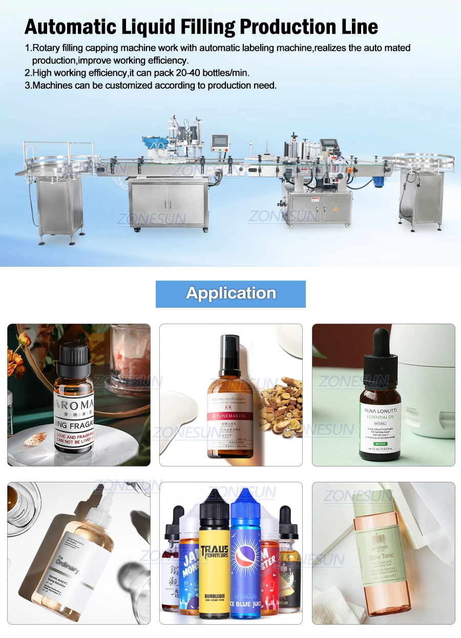 ZONESUN ZS-FAL180A8 Полностью автоматическая жидкая вода, сок, жидкость для электронных сигарет, эфирное масло, розлив, укупорка и этикетировочная машина 