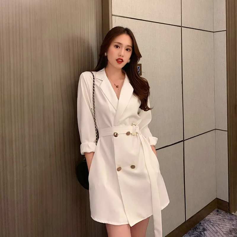 

Fox Mrs. Small Suit Coat WOMEN'S Dress Autumn Vintage Western Style Bandage Cloth Waist Hugging Mid-length Suit Cardigan Tops