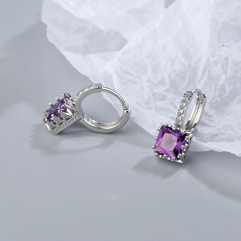 Fanqieliu Real 925 Sterling Silver Princess Square Crystal Drop Earrings For Women Fashion Jewelry FQL21014 silver earrings womens earrings silver dangle earrings