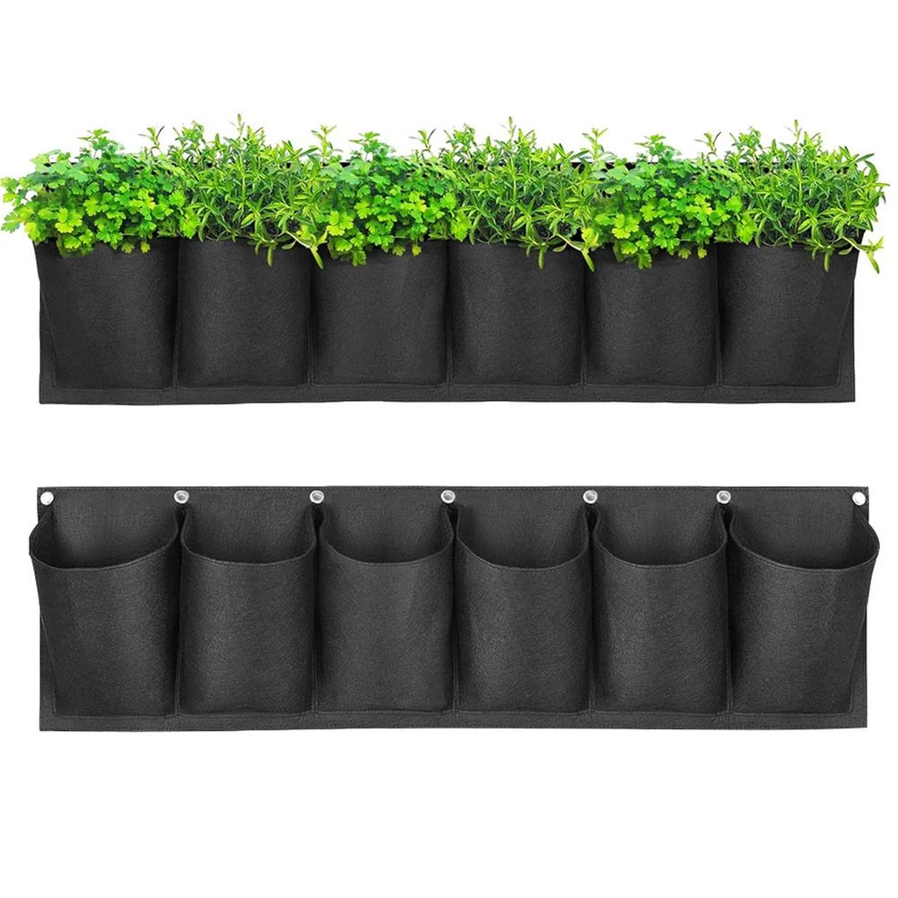 Bolsa para de colgante bolsa gruesa negra para montaje en pared, para decoración de jardín, valla de pared, bolsa de nutrición, bolsa de fieltro para plantas|Bolsas de cultivo| - AliExpress