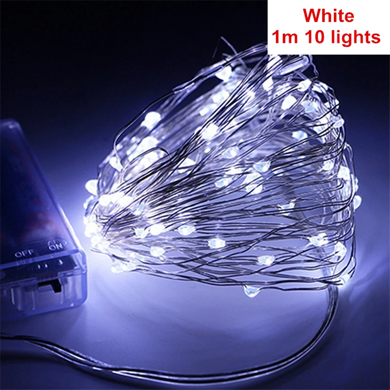 10LED white Украшение рождественской елки для дома 10 м 100LED гирлянда медная проволока коркер гирлянда сказочные огни Свадебный декор вечерние новогодние, B - Цвет: 10LED white