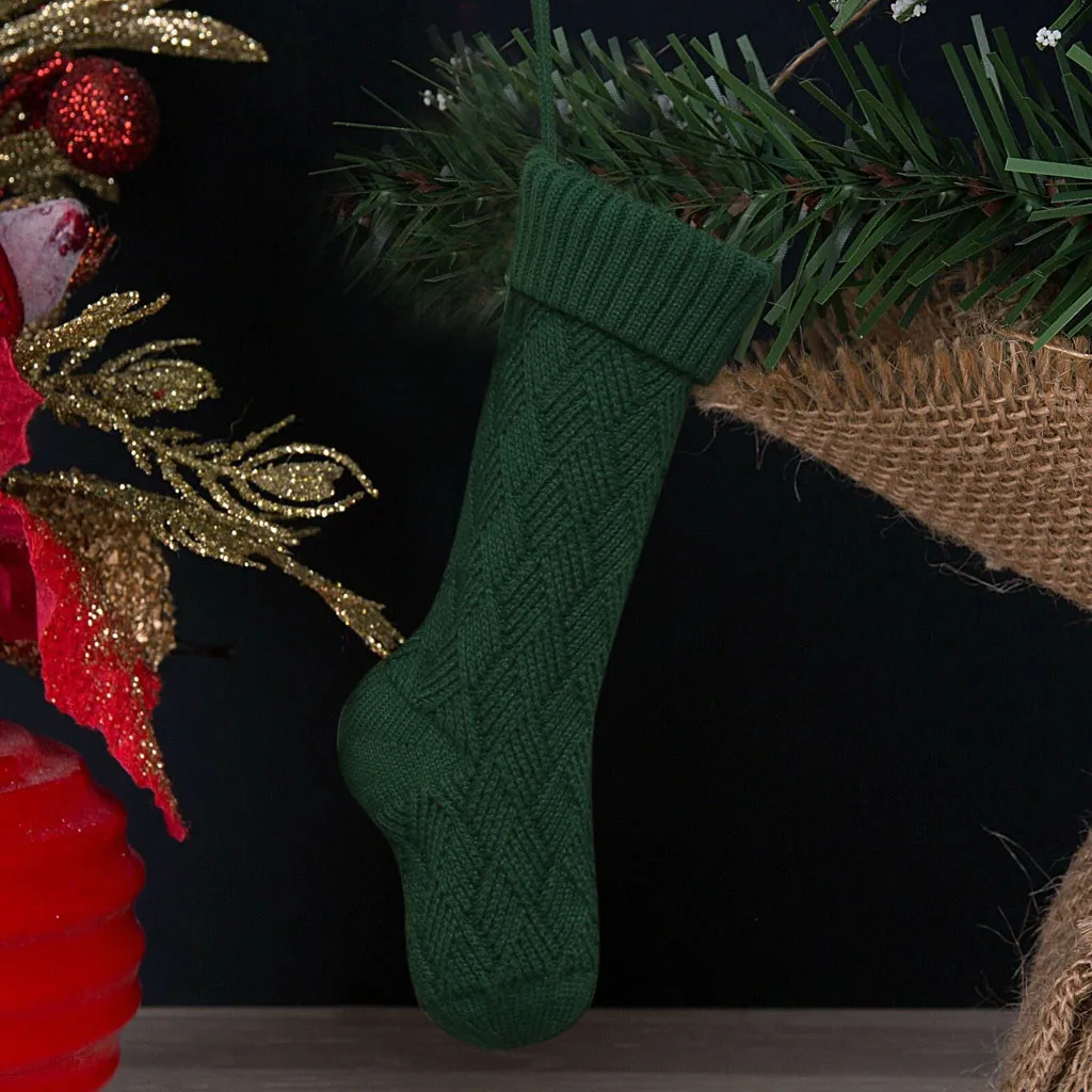 Рождественские большие подарочные сумки, Плотные хлопковые носки, вязаные женские носки, Рождественские елочные украшения, праздничные подарки для детей