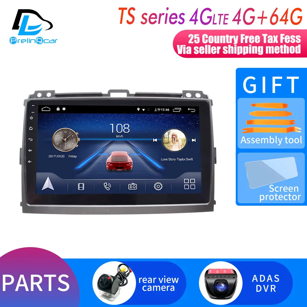 TS player 4G64G DVR 4G Lte Android 9,0 мультимедийная навигационная система для Toyota Prado Land Cruiser 2004-2008 лет Автомобильный плеер Подушка подголовник радио - Color: TS player 4G64G DVR