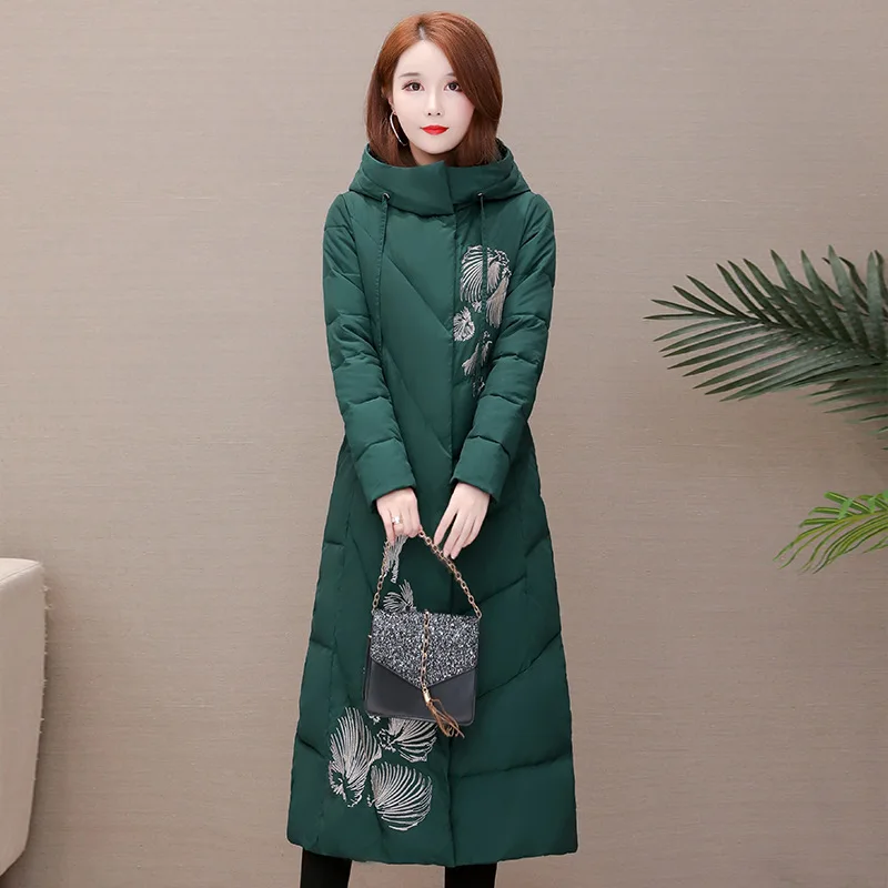 

Printed Cotton-padded Clothes Women's Mid-length 2019 Winter New Style Korean-style Fashion Slim Fit Slimming Western Style over
