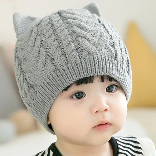 Зимний теплый детский набор шапки и шарфа вязанная крючком утолщенная флисовая шапка для мальчиков и девочек шапки - Цвет: grey hat