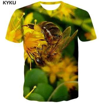 

KYKU Bee T shirt Men Flower Anime Clothes Animal Funny T shirts Colorful Tshirts Casual Short Sleeve summer Casual Tops Slim