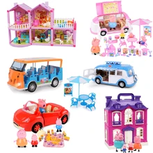 Свинка Пеппа, Джордж, игрушки, автомобиль, вагон, фигурка,, аниме, игрушки для детей, мультфильм, семья, друг, вечеринка, подарок на день рождения