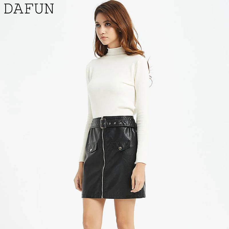 Новая кожаная юбка jupe femme, Женская Сексуальная мини-юбка с высокой талией, модные зимние юбки с молнией спереди, юбки для ночного клуба черного цвета