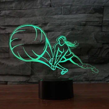 

3D Led Creative Atmospheres Desk Baseball Girl Lamp Modelling Night Lights 7 Color Change Decoration Children Bedside Lightings