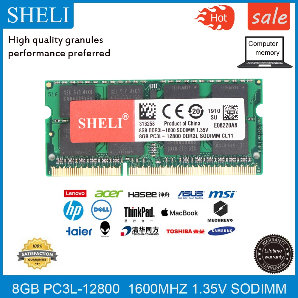 Оперативная память для ноутбука SHELI 8 ГБ 16 DDR3L CL11 1600 МГц 204 PIN 1 35 в|Оперативная