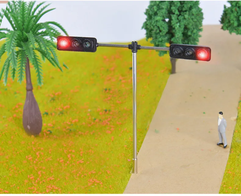 Миниатюрный песчаный стол Модель светофора освещение материалы шоссе железная дорога станция Предупреждение свет светофора DIY