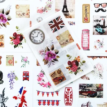 

6 Sheets/Pack Cute British Style Sticker Adhesive Craft Stick Label Notebook Computer Phone DIY Decor Kids Gift Stationery