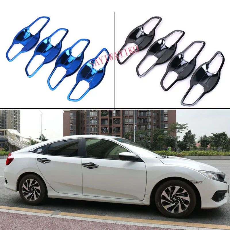Подходит для Honda Civic 10th автомобильный Стайлинг из углеродного волокна снаружи дверная чаша с дверной ручкой крышка автомобильные аксессуары