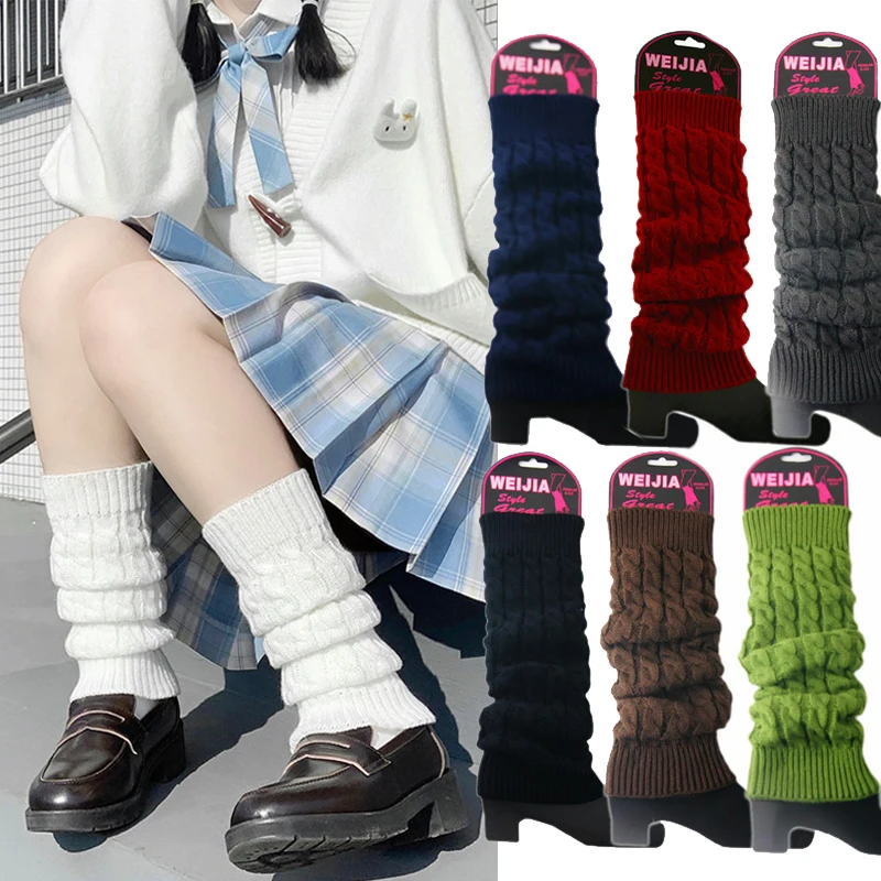 

Winter Women Fashion Warm Knit Solid Leg Warmers Knee High Crochet Socks Boot Cuffs Beenwarmers
