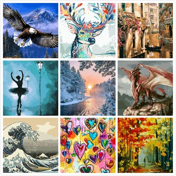 

Incandescence DIY Painting By Numbers Landscape Tree Oil Painting Home Decor HandPainted Canvas Drawing Gift