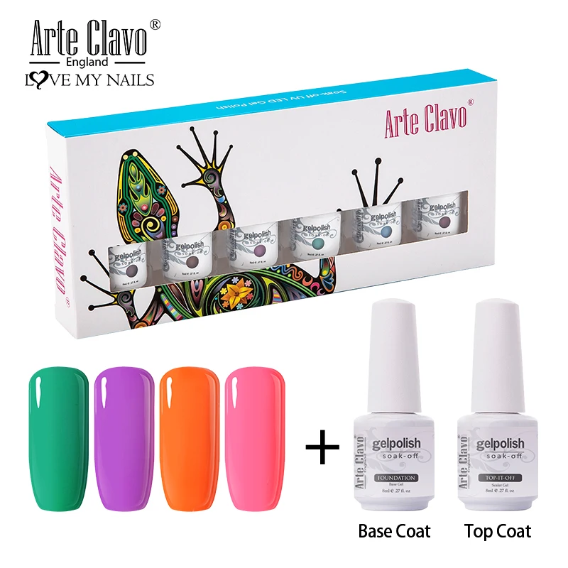Arte Clavo 8ml Gel Nail Polish Set 85 Colors Gel Lacquer Semi Permanent Nail Art Soak Off UV LED Nail Base Coat Top Coat Set