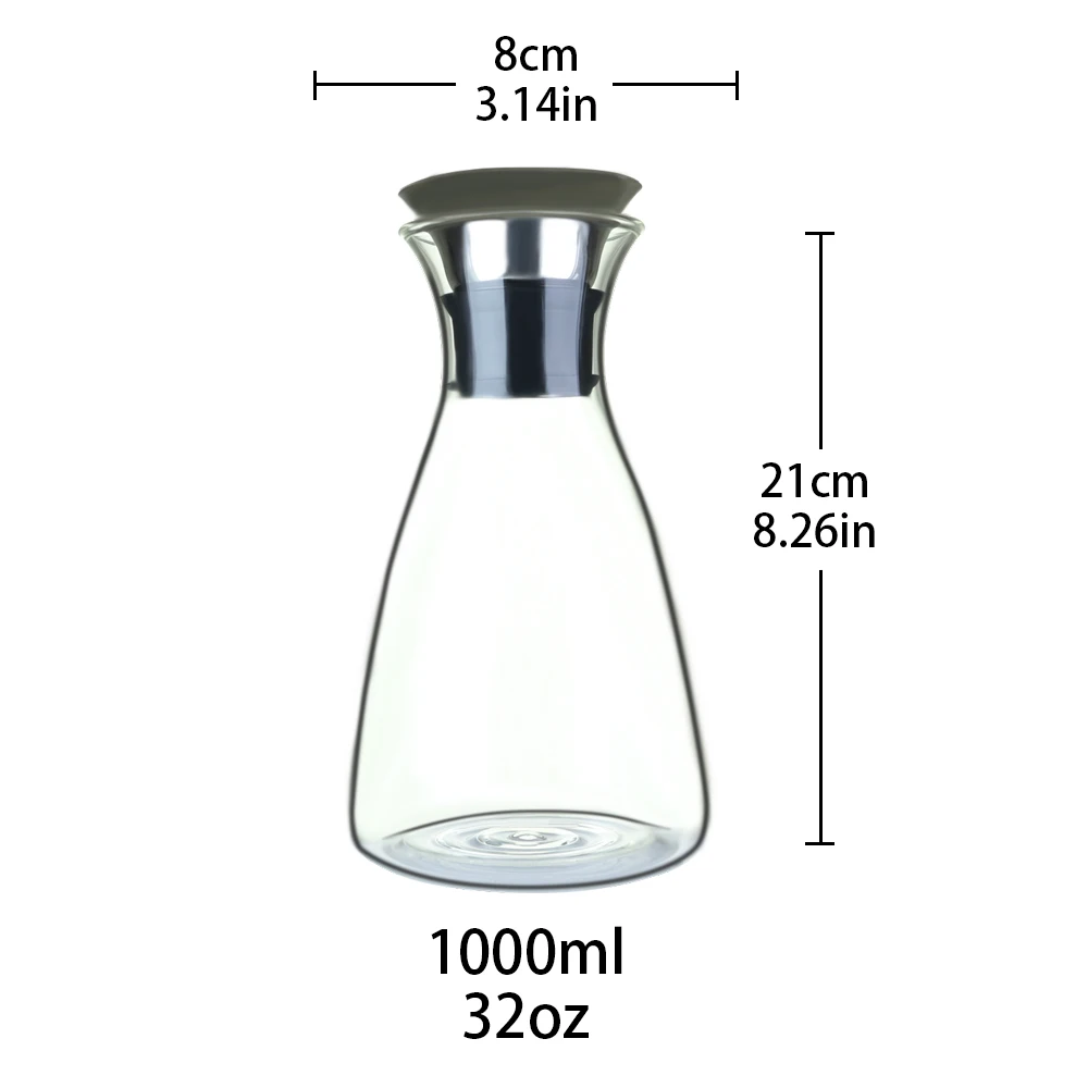 1000ml(32oz) 32 унции стеклянный кувшин с крышкой из нержавеющей стали теплостойкий боросиликатный графин для воды холодный большой емкости графин для воды кувшин - Цвет: 1000ml(32oz)