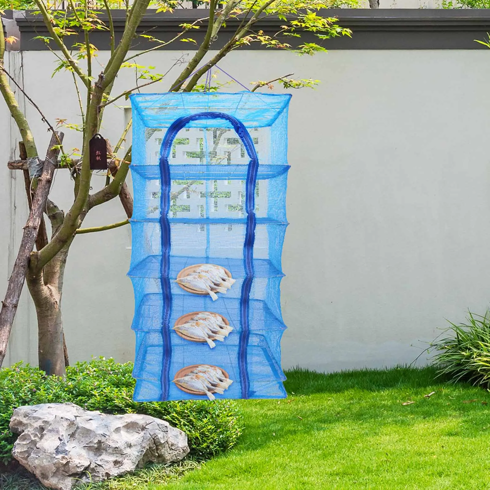 Outdoor Fish Mesh Hanging Drying Net Food Dehydrator Large Space Folding 4 Layers Vegetable Dryer Rack | Спорт и развлечения