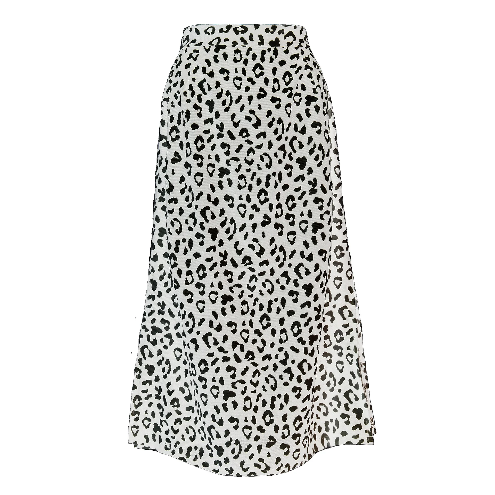 Spring and summer women's leopard print chiffon print split skirt Europe and the United States sexy zipper high waist midi skirt pink skirt Skirts