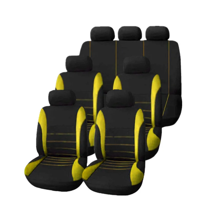 Бежевый Три ряда 7 Seaters набор Плоских тканевых чехлов для автомобильных сидений многоцветные Защитные чехлы для автомобильных сидений подходят для большинства автомобилей авто внедорожник фургон грузовик фургон - Название цвета: Бежевый