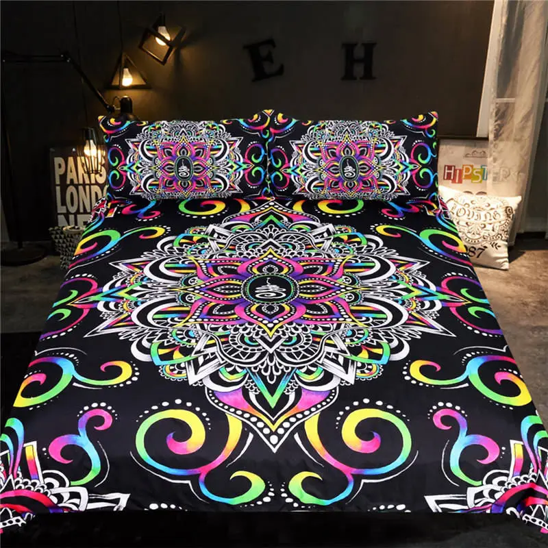 Harmony Magic Chaos By Brizbazaar, Комплект постельного белья, королева, цветной череп, пододеяльник, галактика, мандала, готический Комплект постельного белья, 3 предмета, Вселенная, Крутое постельное белье - Цвет: Harmony Magic