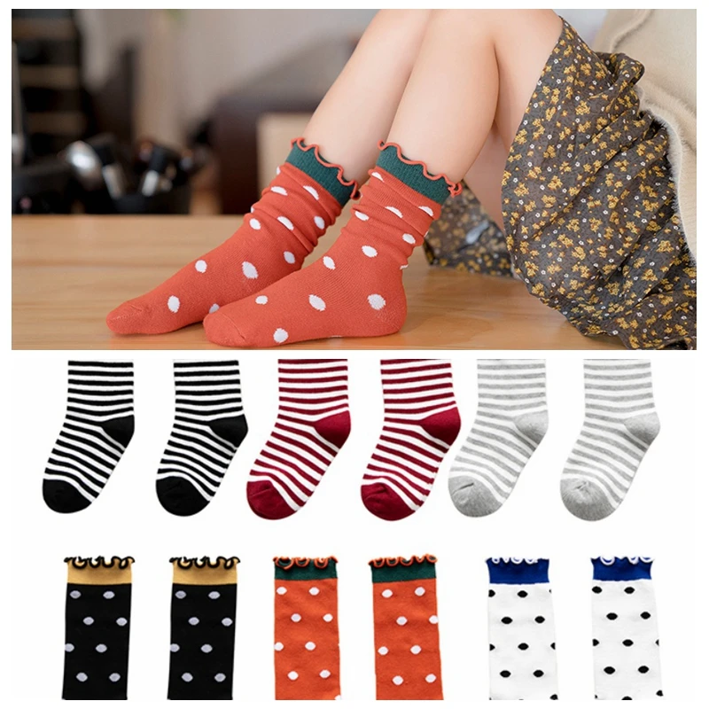 

Kids Boy Girl Cotton Socks Infant Baby Long Socks Stripe Dots Autumn/Winter Children gifts 1-12Y Fashion Sport's Socks