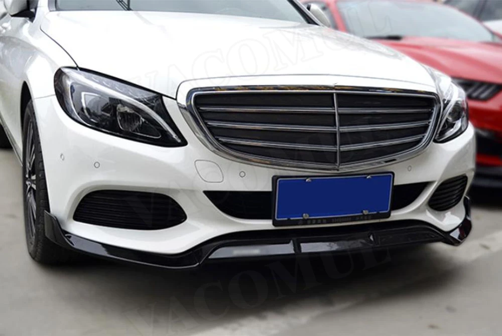 ABS Рояль черный Передний спойлер для Mercedes Benz W205 C205 C200 C300 C43 AMG- 3 шт. голова бампер подбородок сплиттеры