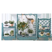Two Multi-storey Flower Rack Chlorophytum Green Laojia Suspension Woodiness Solid Wood Flower Rack Grid Balcony A Living Room