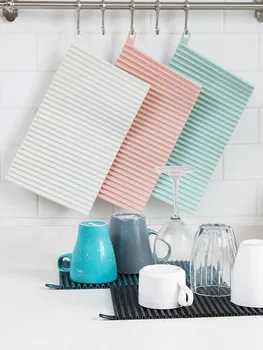 

Rectangle Silicone Drain Mat Drying Dishes Pad Heat Resistant Slip-proof Tray Set Massage Mats For Kitchen Dish Household Gadget
