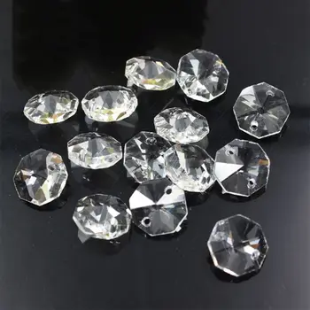 

200 Pcs Acrylic Crystal Prisms Octagonal Beads Lamp Chandelier Parts for Pendant Accessories