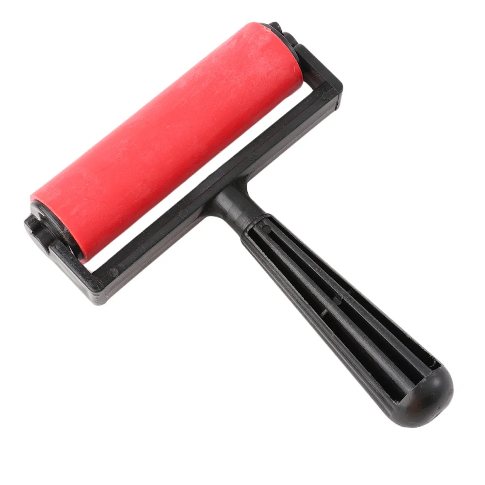 Rodillo de goma para impresiones, herramienta de estampación y tinta para proyectos artesanales, color rojo, 10cm